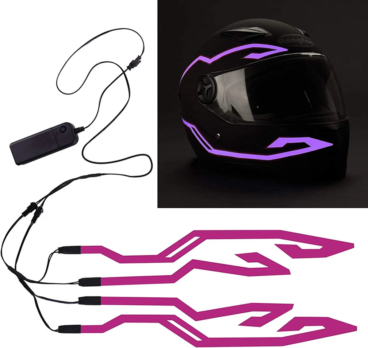 Motorcycle Helmet Light Night Riding Signal Helmet 4 in 1 EL Light 3 Mode Led Helmet Light Strip Decoration Accessories Kit