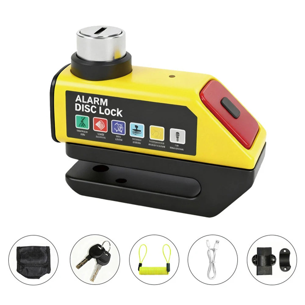 Motorcycle Alarm Disc Brake Lock 120dB Loud Anti Theft Alarma Security Moto Wheel Disk Padlock Waterproof Motorcycle Disc Lock