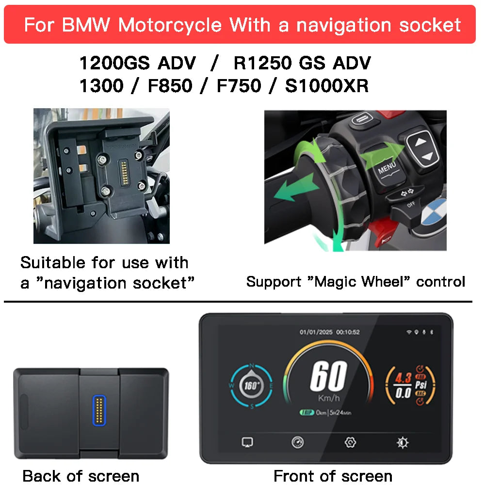 CARABC 6" MB6 Motorcycle Navigation Wireless Carplay Android Auto For BMW  R1300GS S1000 XRF750GS XR M1000 R1200GS R1250GS
