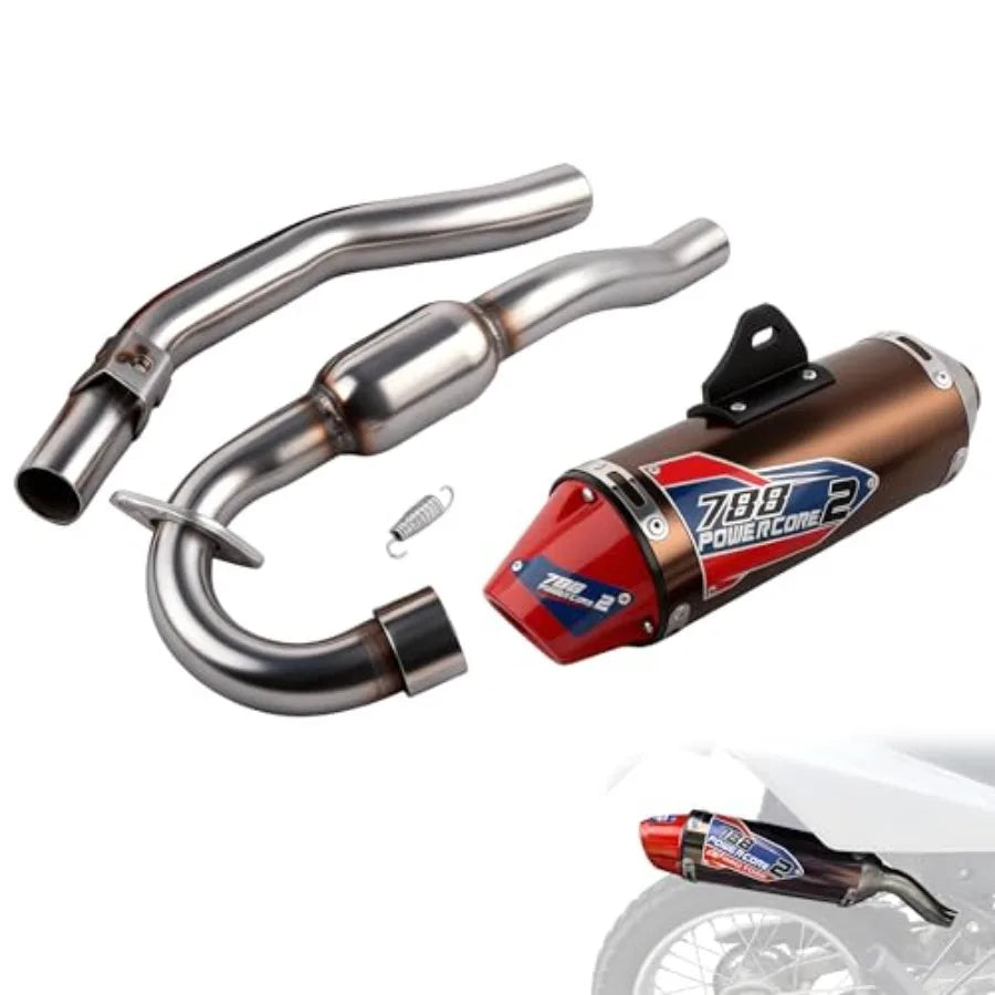 Dirt Bike Slip On Exhaust, Motorcycle Muffler Pipe Full Kit for CRF150F CRF230F 2003-2017/TAO TAO TBR7/HAWK 250-Red