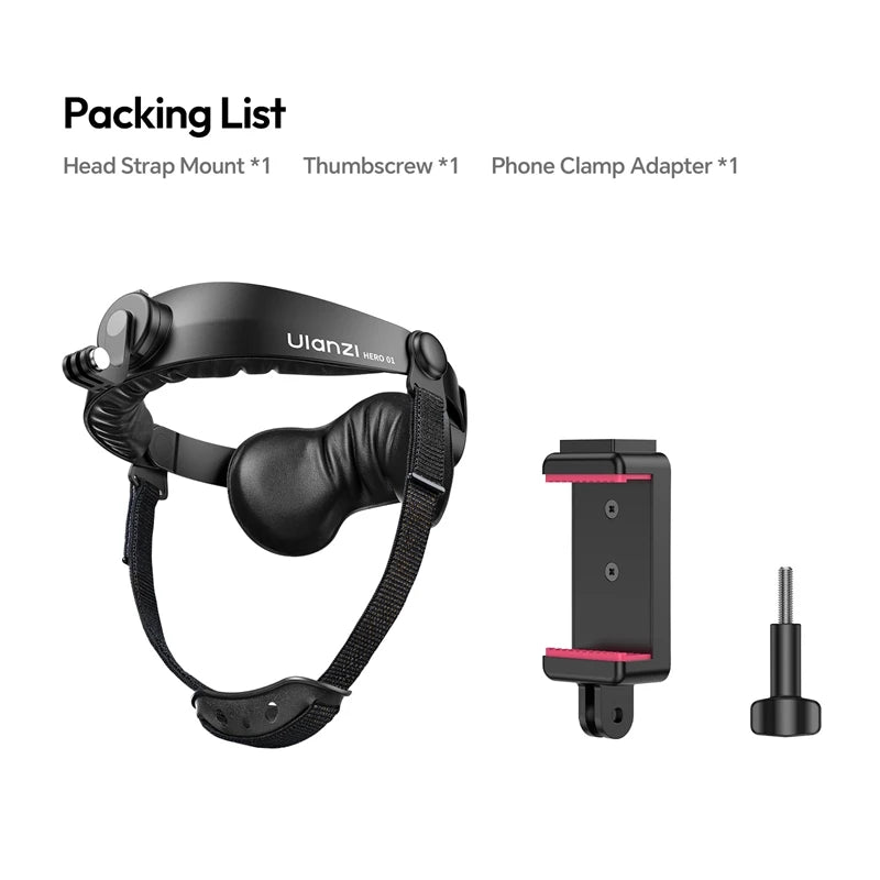 Ulanzi CM029 01 Head Strap Mount for Action Cameras Smartphones for DJI for Gopro Head Strap Mount for Cycling Hiking