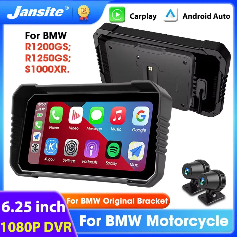 Jansite 6.25" For BMW GPS Navigation Wireless Carplay Android Auto IPX7 Waterproof For BMW R1200GS/ R1250GS/ R1300GS /S1000XR