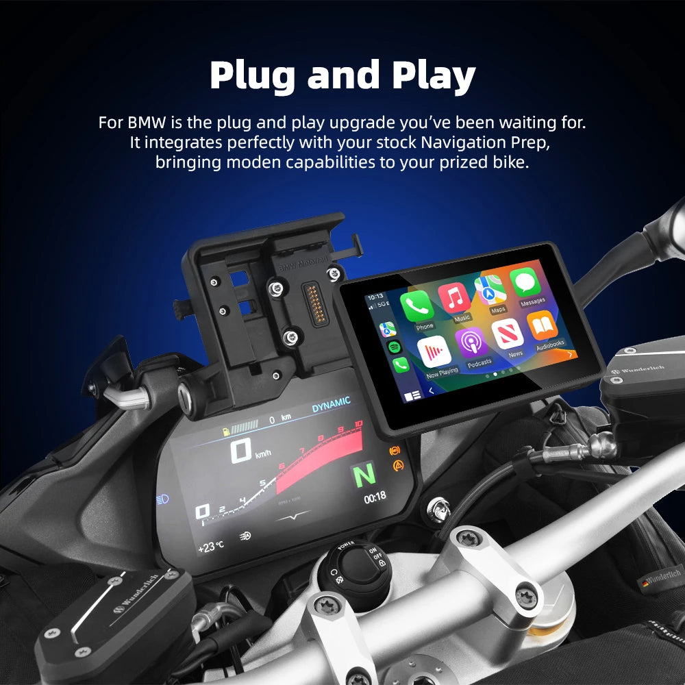 EKIY 5.0" Wireless CarPlay Moto Android Auto For BMW R1200GS R1250GS F800 F900 S1000XR GPS Motorcycle Navigation For WonderWheel