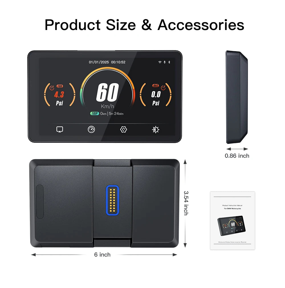 For BMW motorcycle R1200GS R1250GS R1300GS ADV R1000 XR S1000 wireless carplay Android auto GPS navigation screen accessories