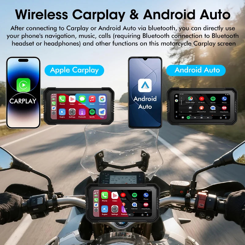 Jansite 6.25" For BMW GPS Navigation Wireless Carplay Android Auto IPX7 Waterproof For BMW R1200GS/ R1250GS/ R1300GS /S1000XR