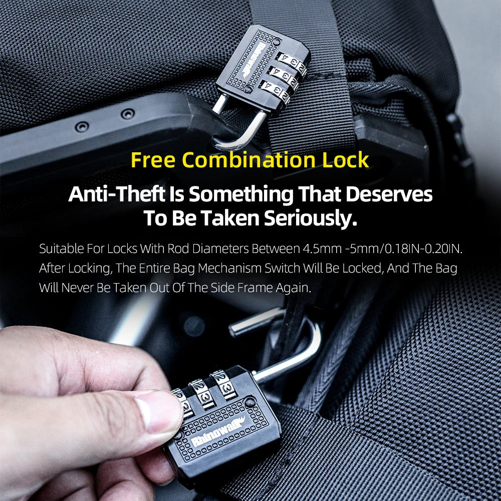 Rhinowalk Motorcycle Side Bag 20/35L Quick-Release Motorcycle Saddle Bag With Anti-Theft Lock Waterproof Inner Bag For BMW