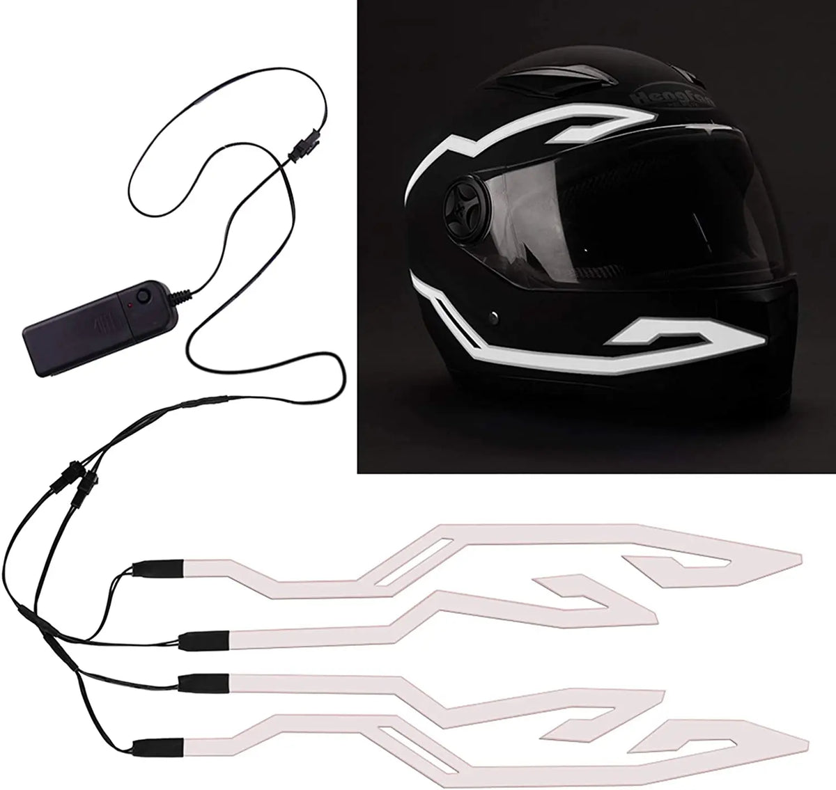 Motorcycle Helmet Light Night Riding Signal Helmet 4 in 1 EL Light 3 Mode Led Helmet Light Strip Decoration Accessories Kit