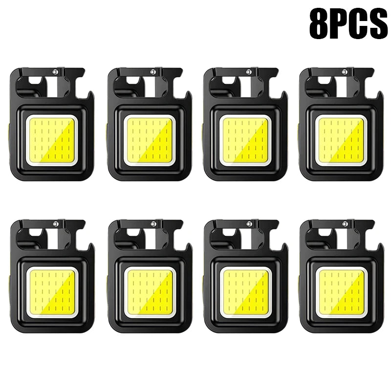 Super Bright Mini COB Keychain Flashlight Charging Lamp Camping Lights with Magnet 4 Lighting Modes for Emergency Lighting Torch