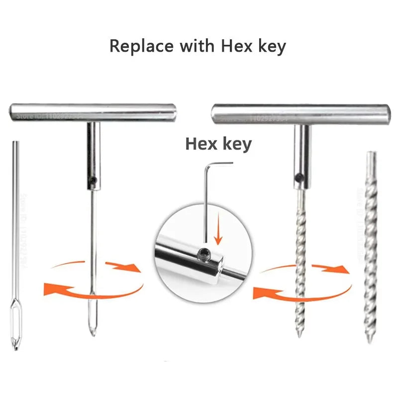 12Pcs New Car Tire Repair Tool Set with T-Handle Plug, Tire Repair Replacement Needles for Efficient Fixing