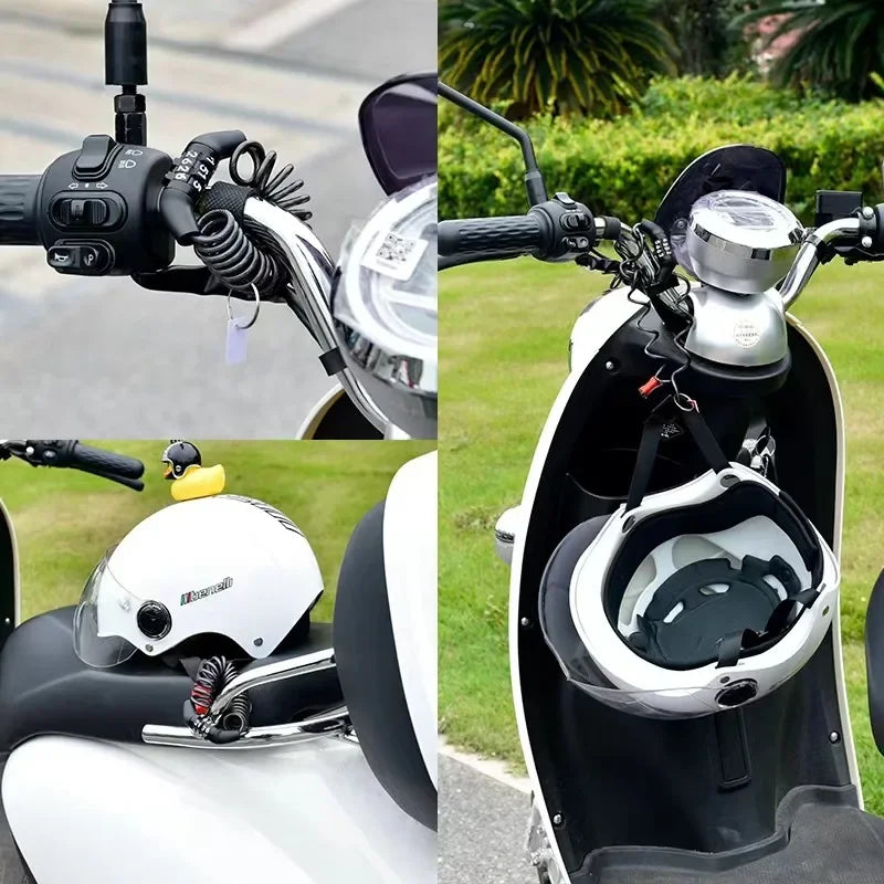 Universal Password Wire Lock for Motorcycles, E-Bikes & Helmets | Portable Anti-Theft Security Lock for MTB & Road Bikes