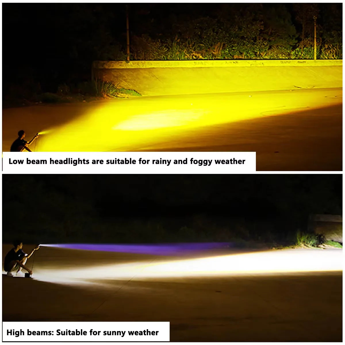1/2PCS Motorcycle LED Spot Light Dual Color Hi/Low Beam Fog Lamps for Car Trucks SUV UTV 12V Mini Lens Headlight Driving Light