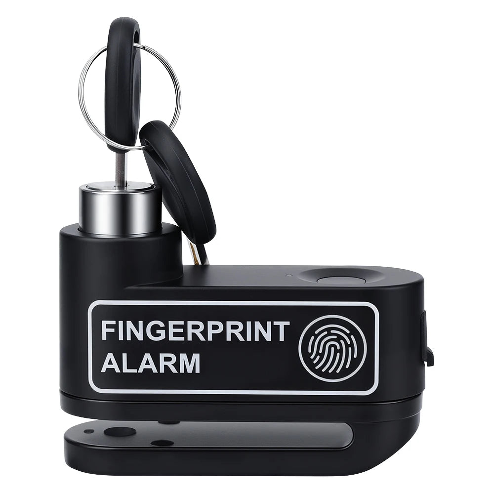 Disc Brake Lock 120dB Fingerprint Motocycle Alarm with Keys Anti-theft Lock Rechargeable Motorbike Accessories