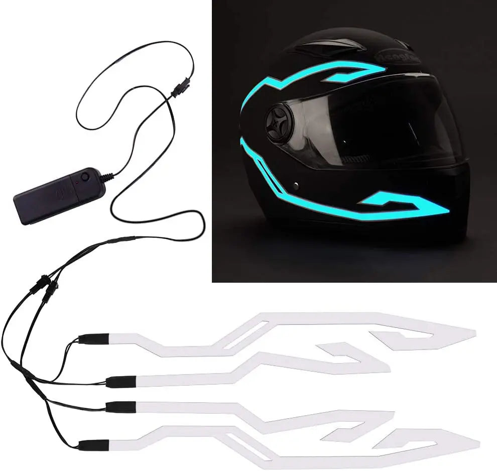 Motorcycle Helmet Light Night Riding Signal Helmet 4 in 1 EL Light 3 Mode Led Helmet Light Strip Decoration Accessories Kit