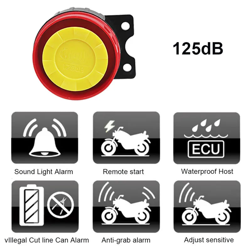 Motorcycle Anti-Theft Alarm System Wireless Remote Engine Starter Stop with Remote Controller Key Module Horn for 12V Motorcycle
