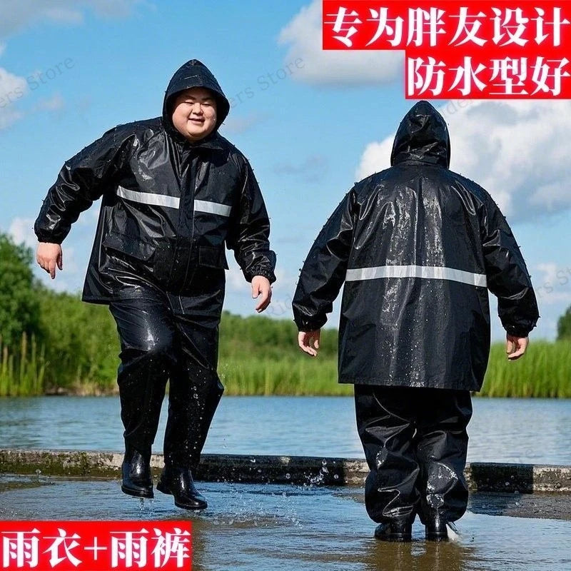 Plus Size Rain Suit Separate Motorcycle Rain Jacket & Pants Heavy Duty Anti-storm Fishing Delivery Outdoor Riding