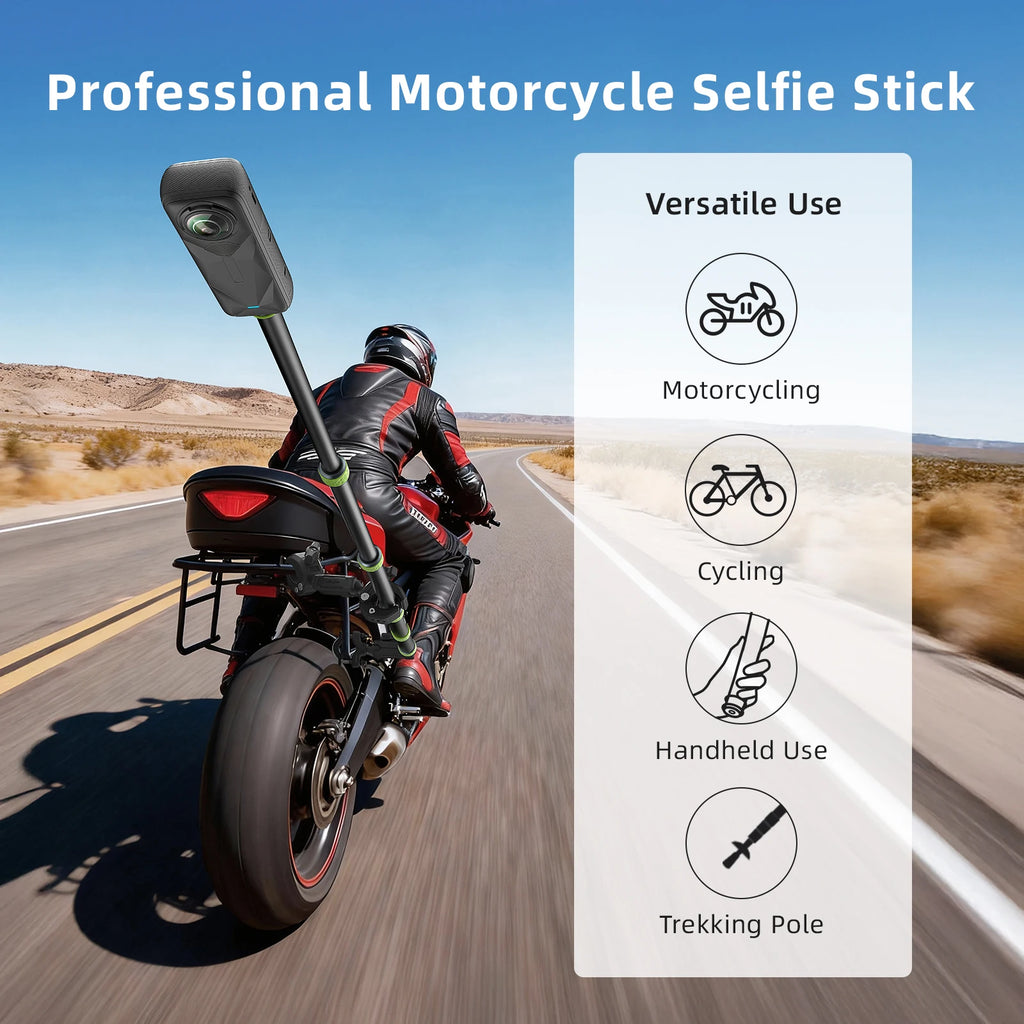 AMagisn Motorcycle Selfie Stick 110cm 150cm Telescopic Extension Pole for GoPro Insta360 DJI Action Camera Cycling Mount