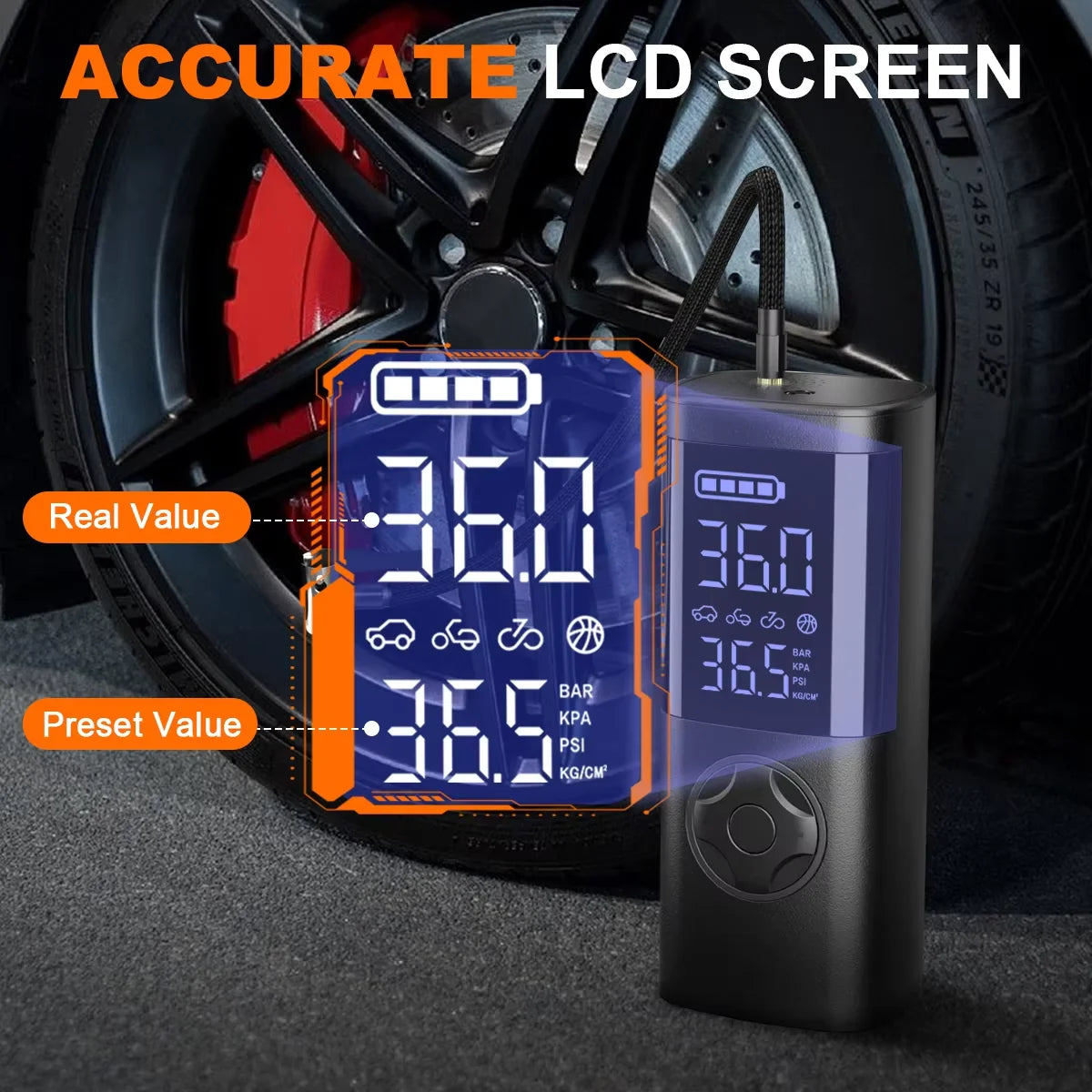150PSI Wireless Car Tire Inflator Car Air Compressor Electric Tire Inflator Pump For Bicycle Motorcy Automotor Ball Inflator