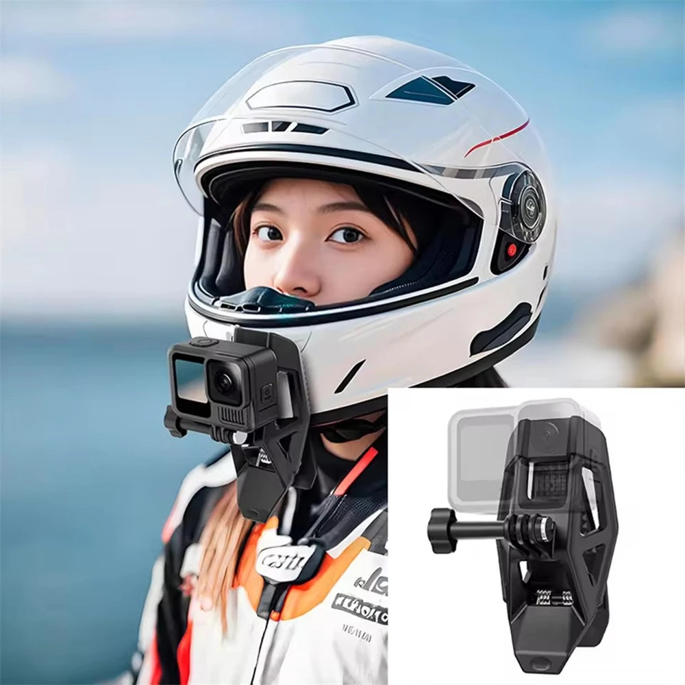 Motorcycle Helmet Chin Bracket Mounts Sport Camera Clip for DJI Osmo Action 5pro 4 3 / Gopro / Insta360 / SJCAM Accessories