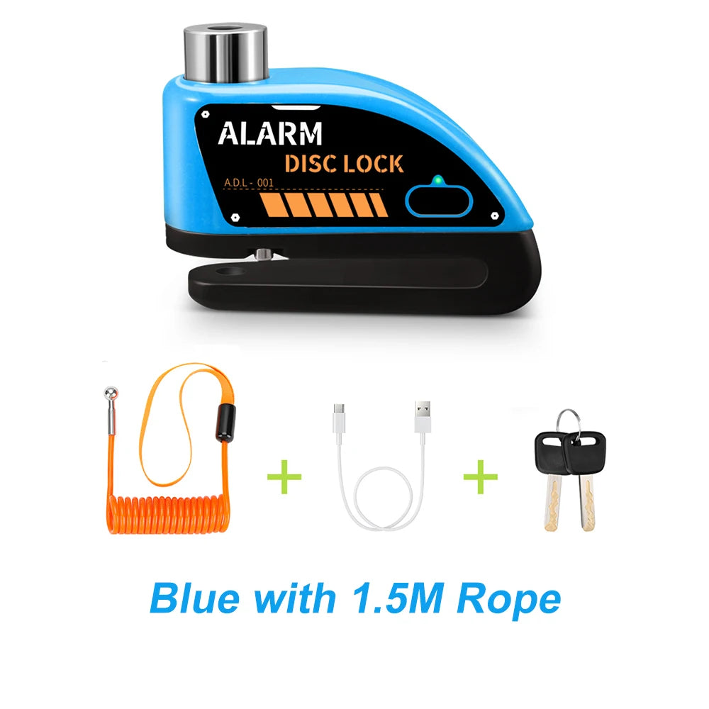 Anchtek Motorcycle Rechargeable Disc Lock Alarm 120db Bicycle Anti-theft Padlock Security Protection Bike Motorbike Accessories