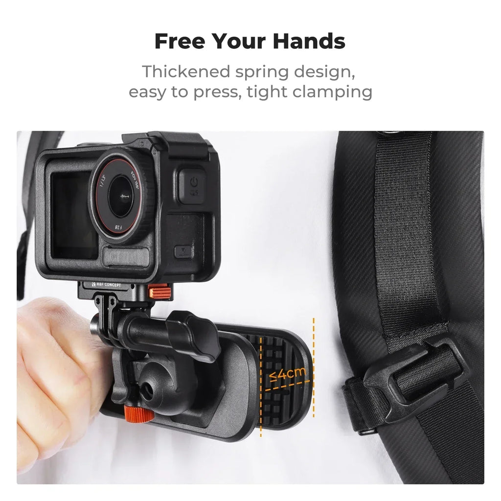 K&F CONCEPT Magnetic Backpack Clip Mount for DJI Osmo Action 5 Pro 4 3 All GoPro Hero Insta360 X5/4/3 180° Swivel Quick Release