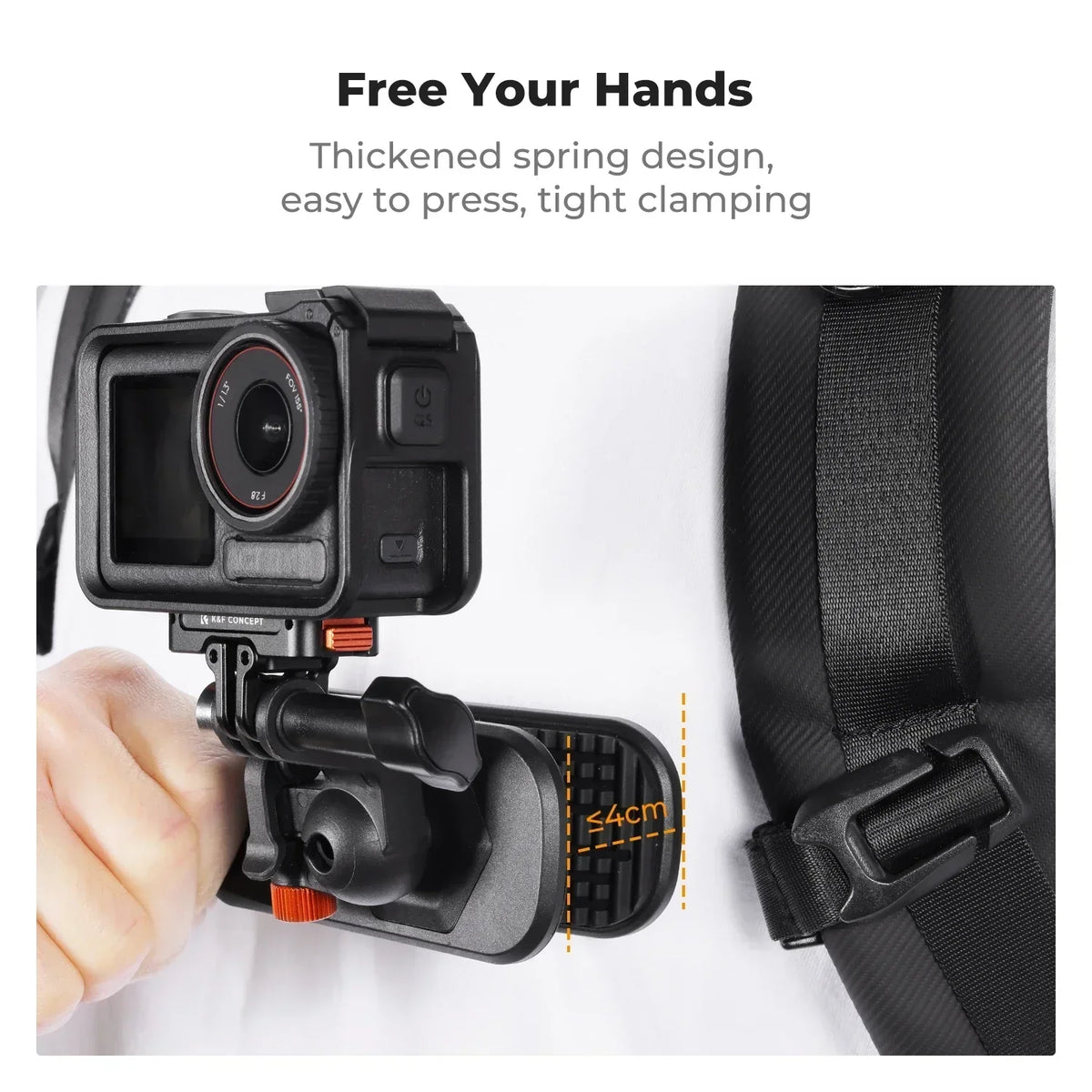 K&F CONCEPT Magnetic Backpack Clip Mount for DJI Osmo Action 5 Pro 4 3 All GoPro Hero Insta360 X5/4/3 180° Swivel Quick Release