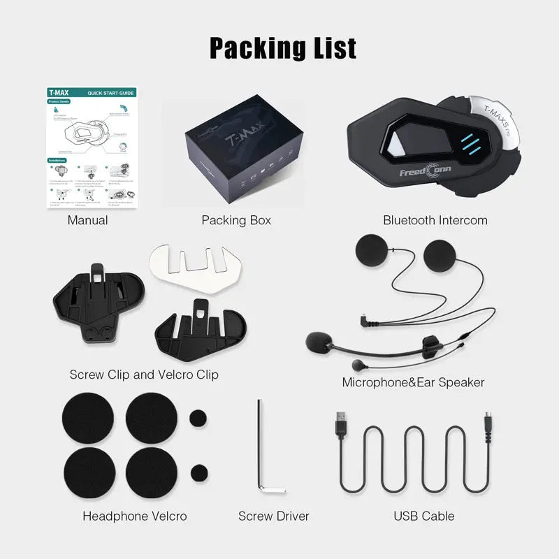New FreedConn Motorcycle Helmet Headset Intercom Bluetooth Music FM Waterproof Moto Helmet headphones intercumonicators Earphone