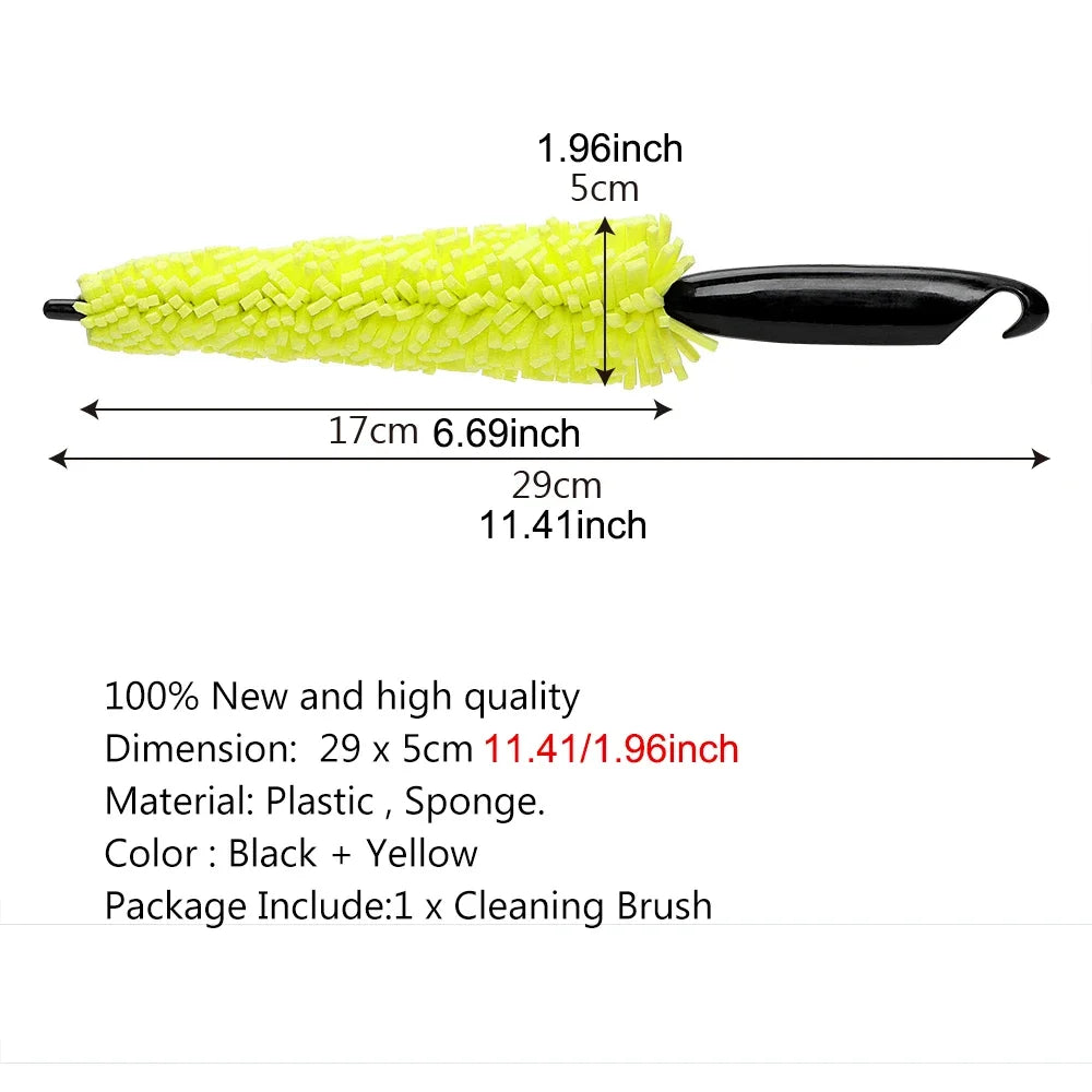 Motorcycle 29cm Sponge Brush Wheel Rims Washer Car Hubcaps Wash Auto Cleaning Tool With Handle Bicycle Dirt Pit Bike Accessories