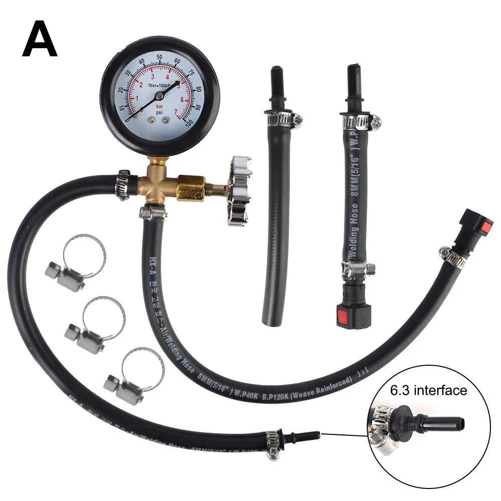 Motorcycle Tester Oil Pressure Gauge With Hose Adapter Automotive Fuel Pump Pressure Gauge 0-100Psi/7bar Test Meter Garage Tools
