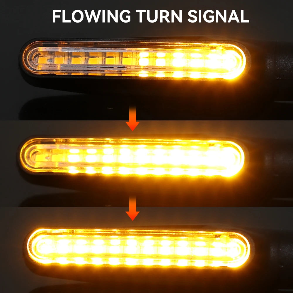 2/4pcs Motorcycle Flashing Lights Turn Sequential Signals LED Blinker Flowing Water Bendable Tail Stop Indicators Turn Signal