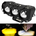 Motorcycle LED Spot Light Dual Color Hi/Low Beam Fog Lamps for Car Trucks SUV UTV Mini Lens Headlight Driving Light