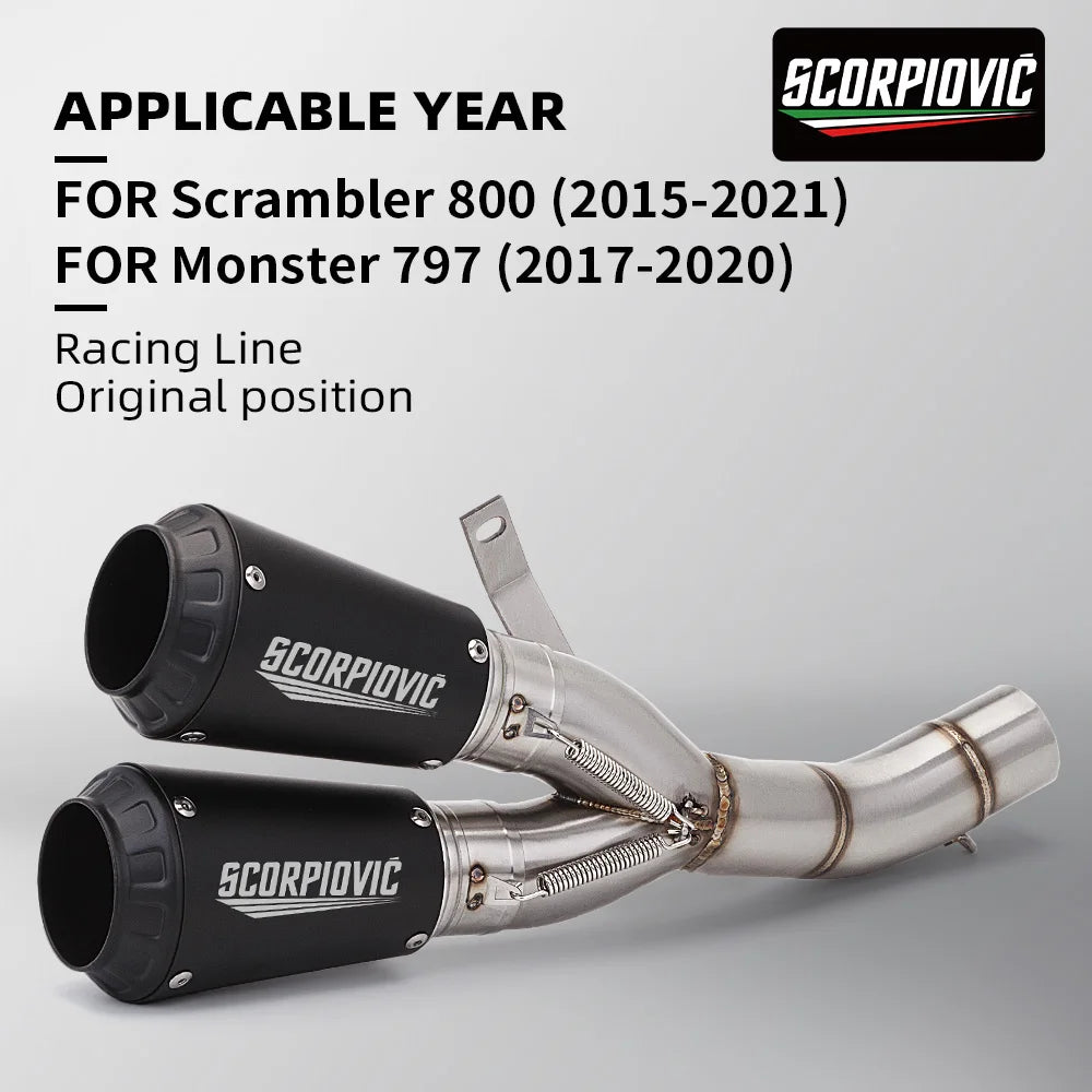 For Ducati Scrambler 800 dual outlet mid section exhaust manifold 2015-2021 Slip On Exhaust Muffler