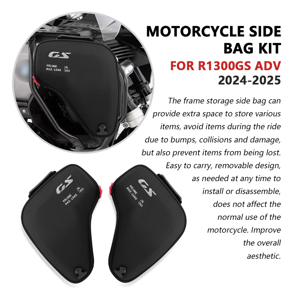 For R1300 GS ADV R1300GSA R1300GS Adventure 2024-2025 Motorcycle Left Right Radiator Cowl Bag Fairing Waterproof Tool Bag