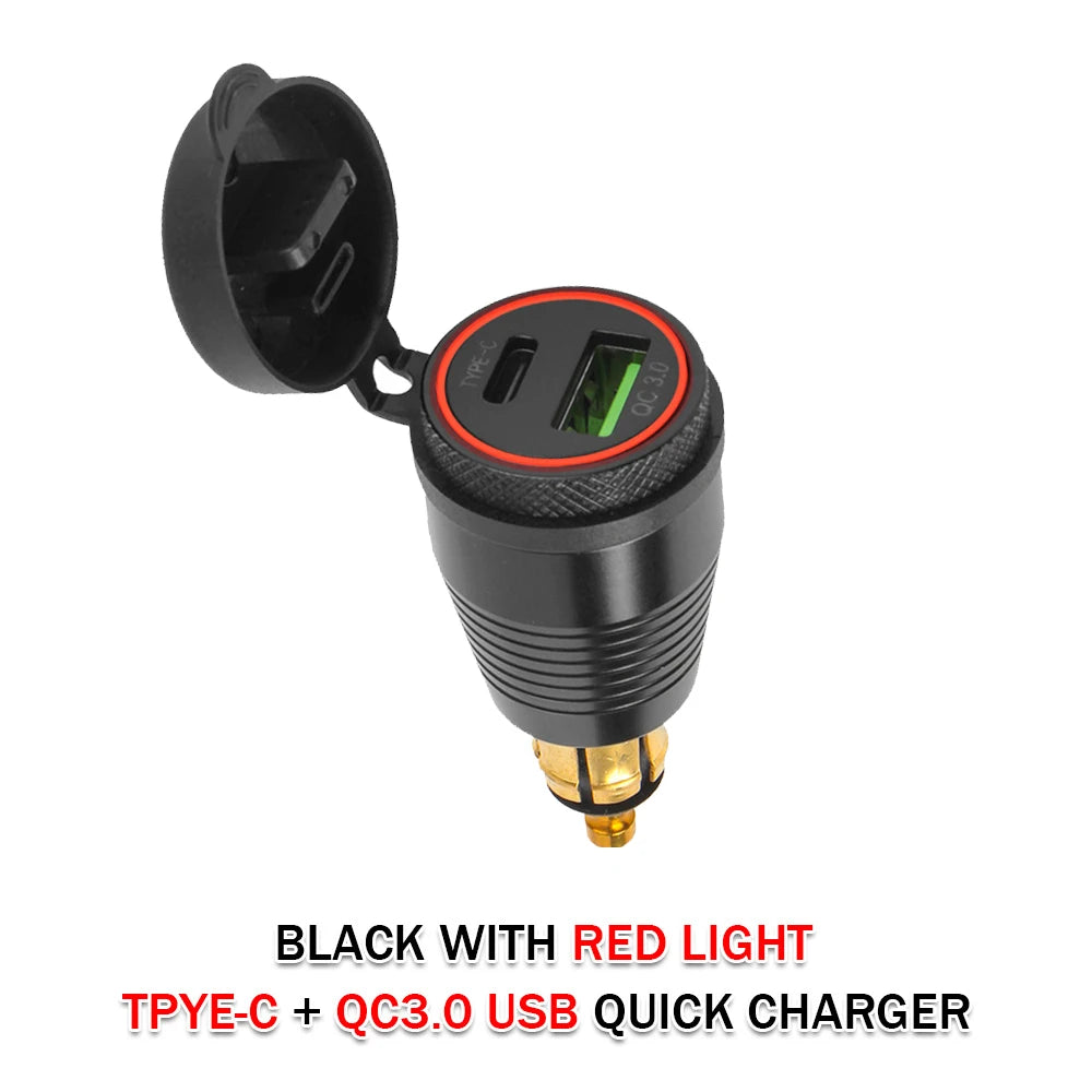 Motorcycle Quick Charger USB Type-C QC 3.0 Power Adapter Socket Plug For BMW R1100RT R1250GS Adventure R1200GS GS1200 ADV LC