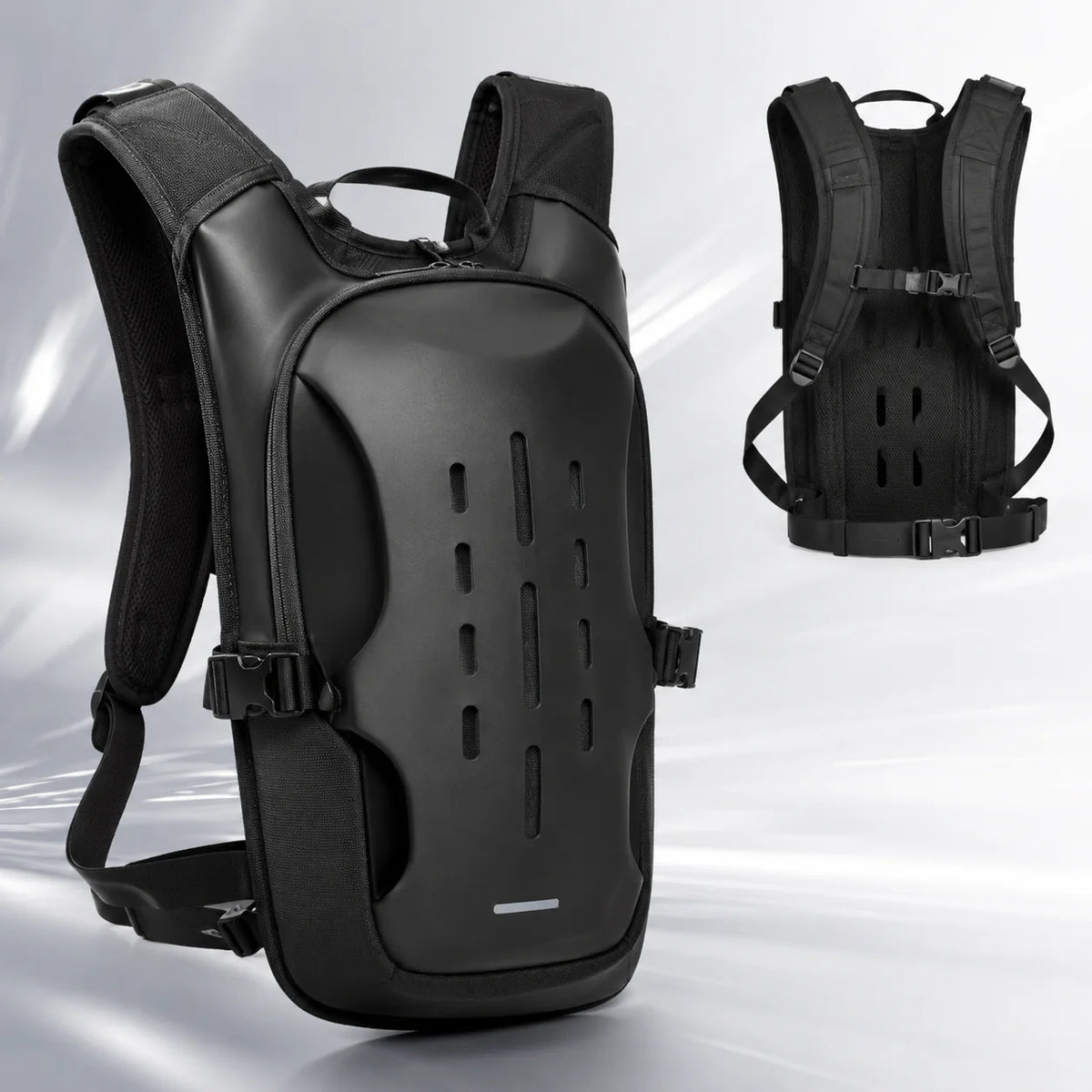ALBERS Motorcycle Backpack Reflective Hydration Pack Large Capacity Water Resistant Outdoor Touring Rear Seat Bag Black