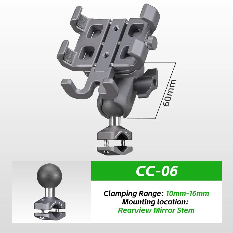 FANAUE Motorcycle Bike Phone Holder Mount Aluminum Alloy with Vibration Dampener ATV/ UTV Bike Scooter Handlebar GPS Clip
