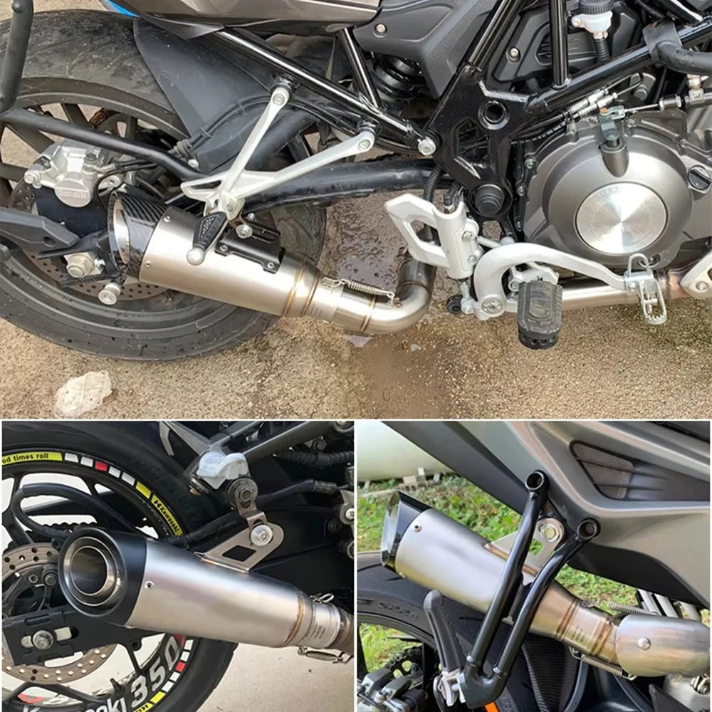 For Kawasaki Ninja Z900 Honda CB650R Yamaha R3 51mm Motorcycle Exhaust Muffler Pipe Escape 335mm Length