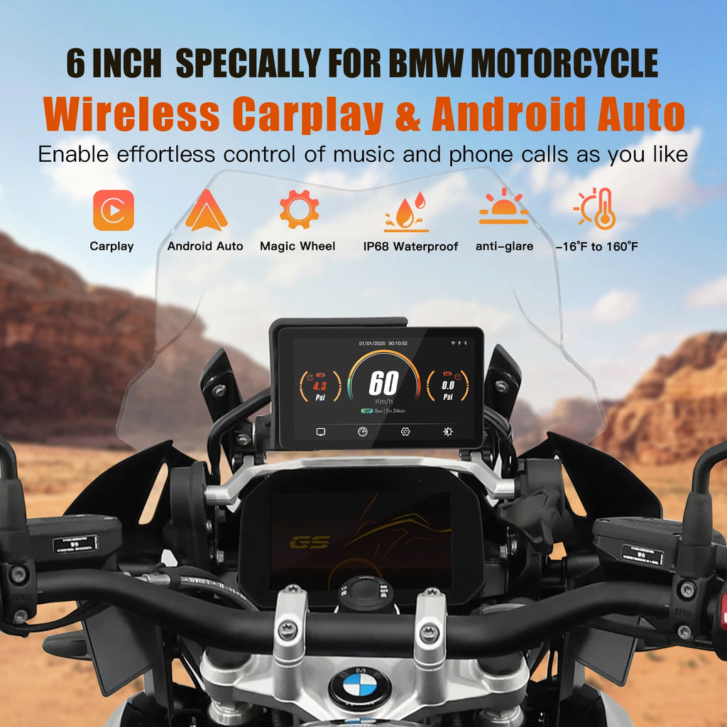 CARABC 6" MB6 Motorcycle Navigation Wireless Carplay Android Auto For BMW  R1300GS S1000 XRF750GS XR M1000 R1200GS R1250GS