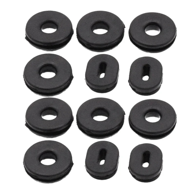 12Pcs/Set Motorcycle Body Side Cover Black Rubber Grommet Fairing Washer Bolts Fixed Rubber Ring Motorcycle Exterior Accessories