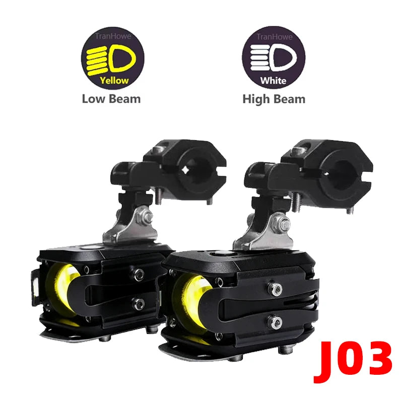J01/J03 Wireless Switch Motorcycle Front Auxiliary Spotlight 7200 Lumens Electric Vehicle LED Beads Far And Near Light Tangent