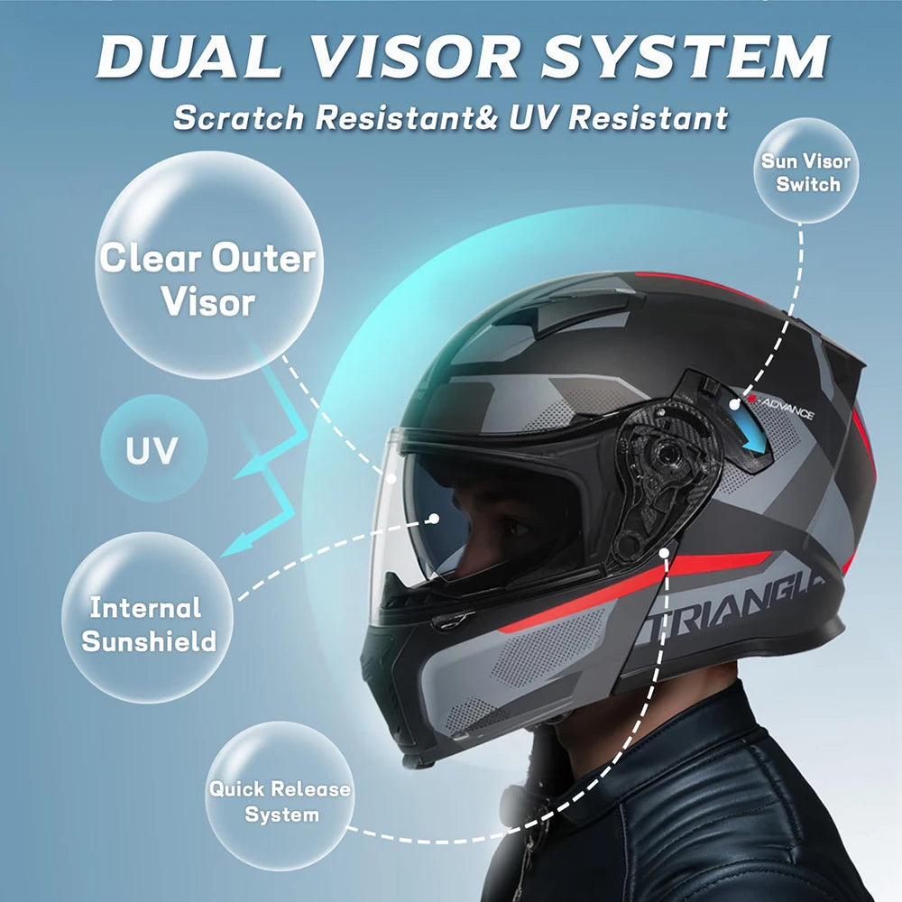 CYRIL Unisex Modular Motorcycle Helmet Dual Visor Adult Electric Scooter Helmet Men and Women Size M-XXXL