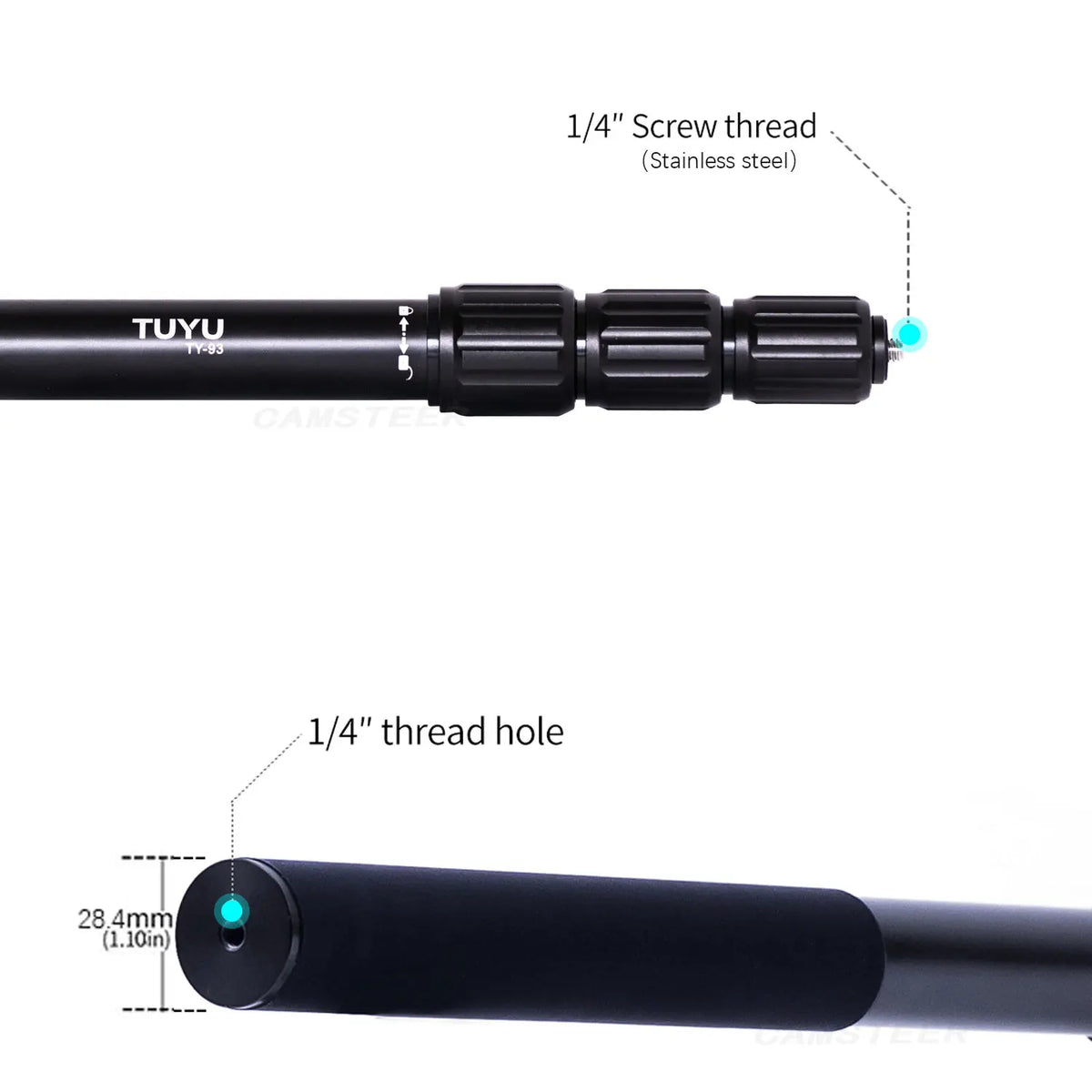TUYU 56inch Premium Telescopic Adjustable Photography Aluminum Alloy Selfie Stick for Insta360 X3 GoPro 12 11 Motorcycle Camera