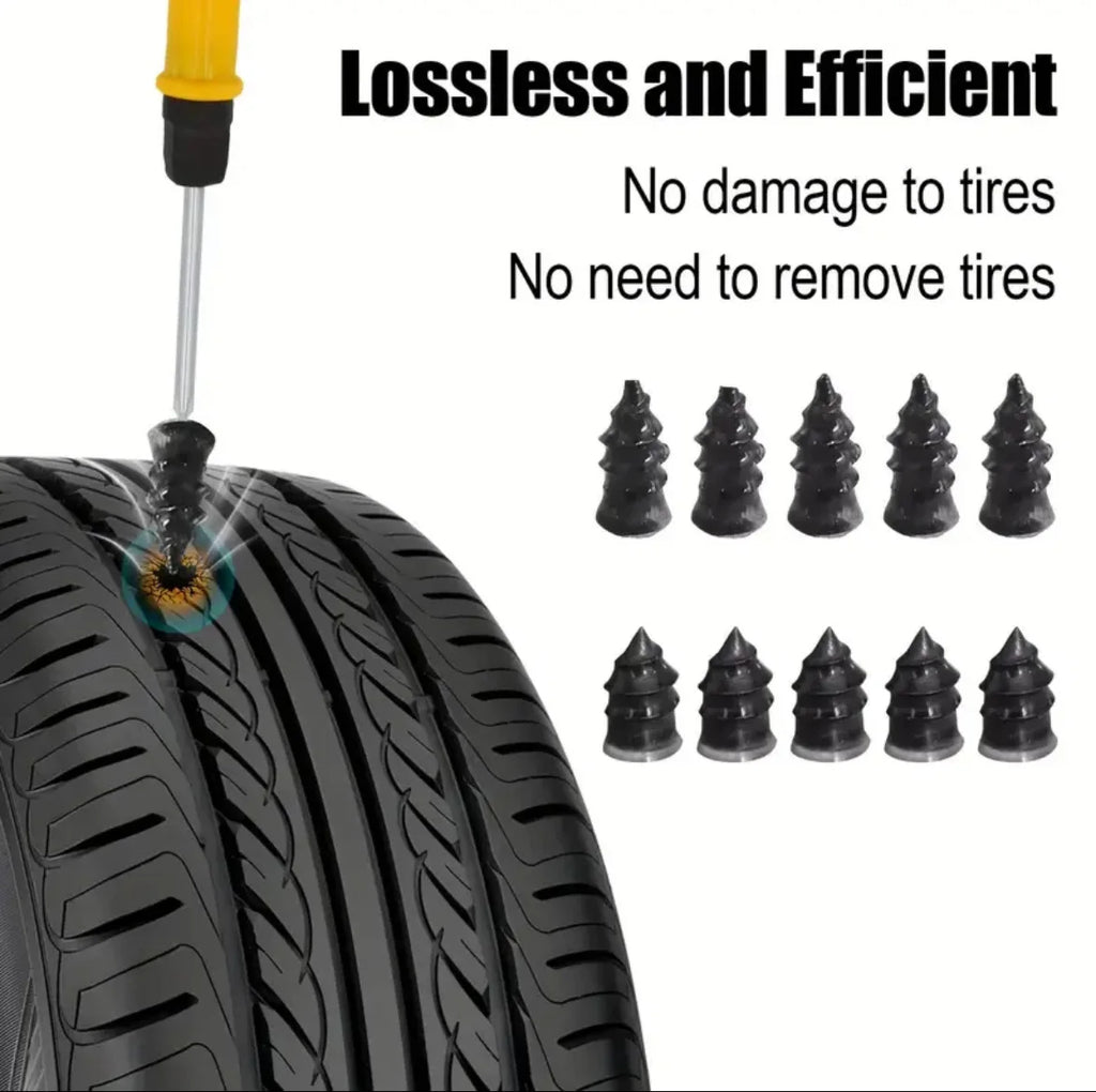 Emergency Tire Repair Kit - Heavy-Duty Glue & Rubber Strips for Flat Puncture Fix on Cars/Trucks/RVs, On-the-Go Safety Solution