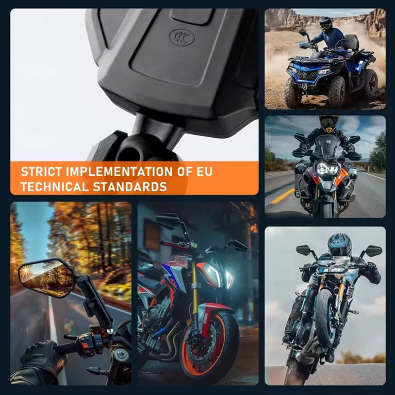 Universal Motorcycle Mirrors Angle Adjustable Folding Handlebar Side Mirror Compatible with Adventure Dirt Street Bike ATV