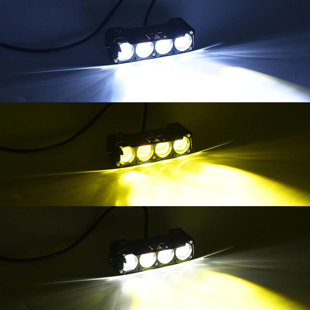 Motorcycle LED Spotlight Dual Color Hi/Low Beam Spot Fog Lamp For Jeep Truck Tractor SUV ATV 4x4 Offroad Driving Headlight 12V