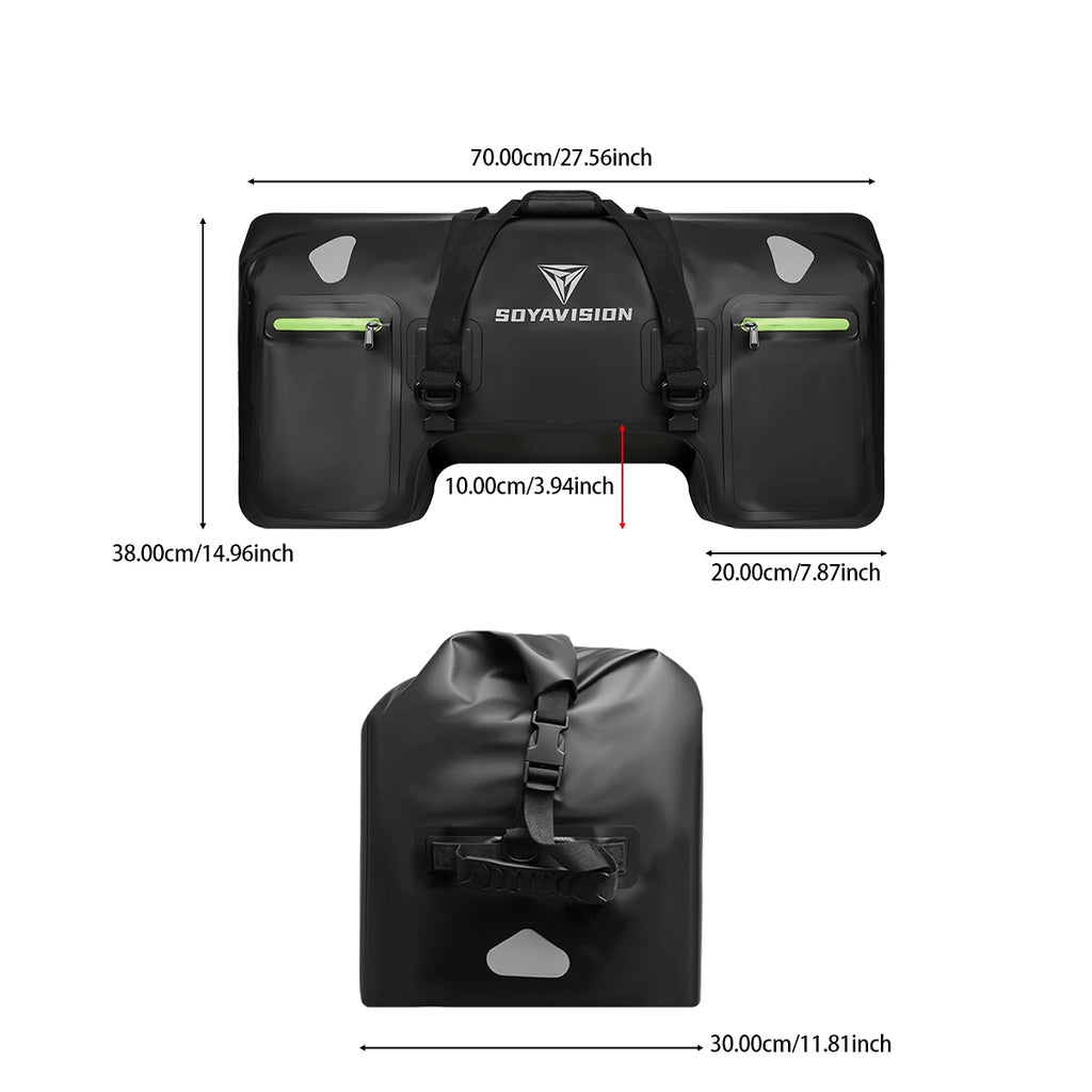 SOYAVISION Dry Motorcycle Tail Bag 80L/50L Waterproof PVC Motor Back Seat Luggage for Travel,Sport Touring & Adventure Riding