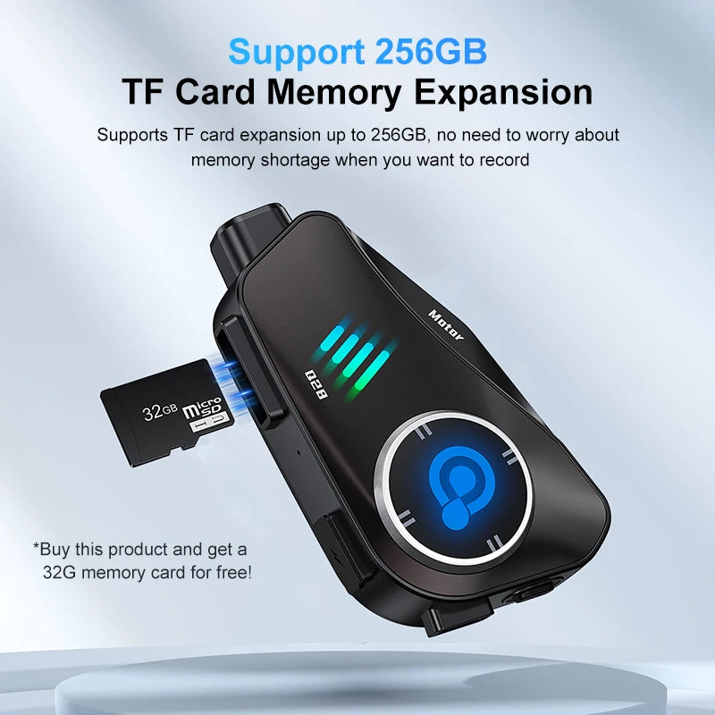 Q28 Motorcycle Helmet Headset Bluetooth Hands Free Call Waterproof Heaphone Wireless 1080P Video Dashcam TF Card as gift