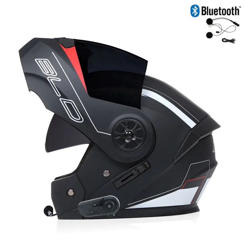 Bluetooth Men's Motorcycle Helmets Full Face Casco for Motorcycles Man Motocross Kask Flip up Casque De Moto  DOT Certified BLD