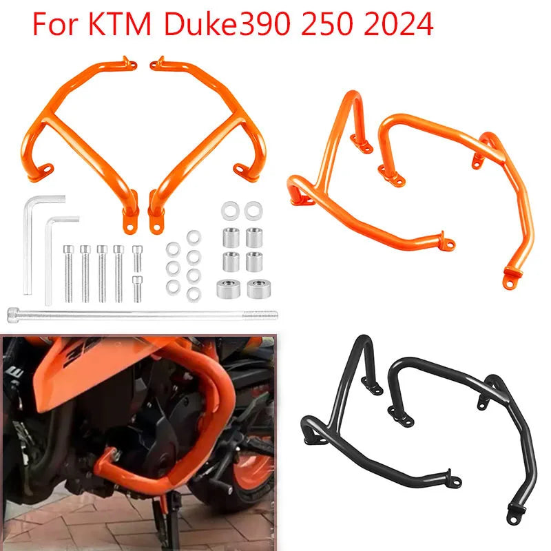 Orange & Black Metal Iron Crash Bars Engine Guard For KTM 250 Duke 390 Motorcycle Highway Engine Guard Fairing Protector