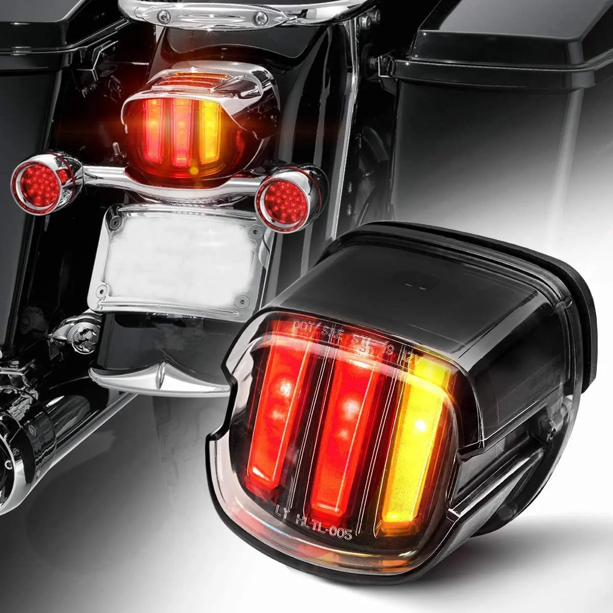 DOT Motorcycle LED Brake Tail Light Rear Turn Signal Lamp for Harley Sportster Dyna Fatboy Softail Touring Road Glide Road King