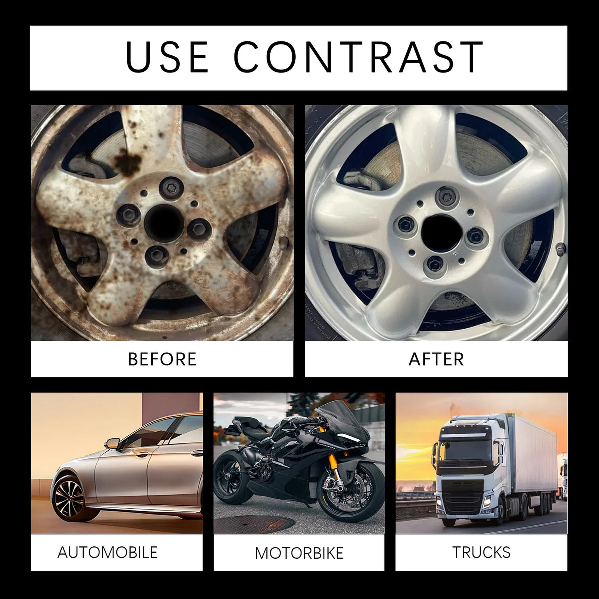 Car Rust Remover Spray Fast Acting Clean Alloy Rim Tire Stains Remove Rust Dirt Restore Original Shine Car Detail Polish Cleaner